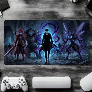 Solo Leveling Desk Mat, Shadow Monarch Anime Mouse Pad, Large Extended Gaming Mousepad, Sung Jinwoo Setup Decor, Arise Army Gift for Gamers