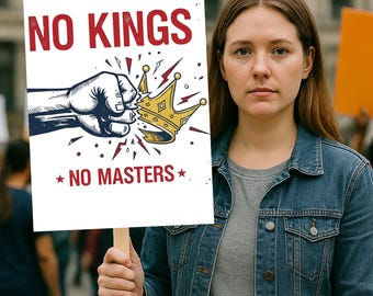 Cartel de protesta "No a los reyes", "Protejamos la democracia", "Póster de activismo político", "Resistamos el fascismo" (Plástico corrugado)