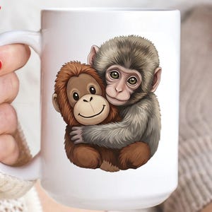 Punch The Monkey Ceramic Mug, Viral Panchi-kun Japanese Macaque Cup, Emotional Support Animal Lover Gift, Hang In There Encouragement Mug