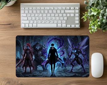 Solo Leveling Desk Mat, Shadow Monarch Mousepad, Sung Jinwoo XXL Gaming Mouse Pad, Anime Gamer Decor, Extended Deskpad, Manhwa Art,Manga Pad