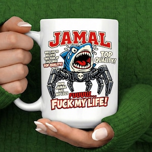 ダンジョンクローラー カール・ジャマル マグカップ、おもしろいロボットシャーク コーヒーカップ、LitRPG ギフト