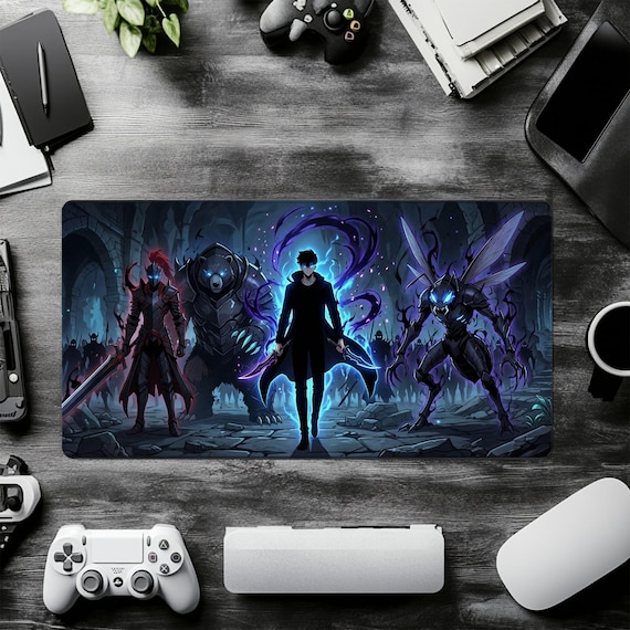 Solo Leveling Desk Mat, Shadow Monarch Anime Mouse Pad, Large Extended Gaming Mousepad, Sung Jinwoo Setup Decor, Arise Army Gift for Gamers