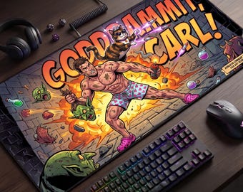 Dungeon Crawler Carl Desk Mat, Goddammit Carl Gaming Mouse Pad,Princess Donut Fan Art,LitRPG Bookish Gift for Dad,Funny Fantasy Office Decor