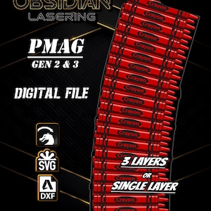 P MAG Laser Engraving Digital Download File - Crayons Mag  | 3 Layers + Single Layer Version | Lightburn Ready | SVG