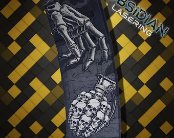 PMAG Laser Engraving Digital File | Skeleton hand and Skull Grenade  | Multi-Colored | Included Settings! |  Lightburn
