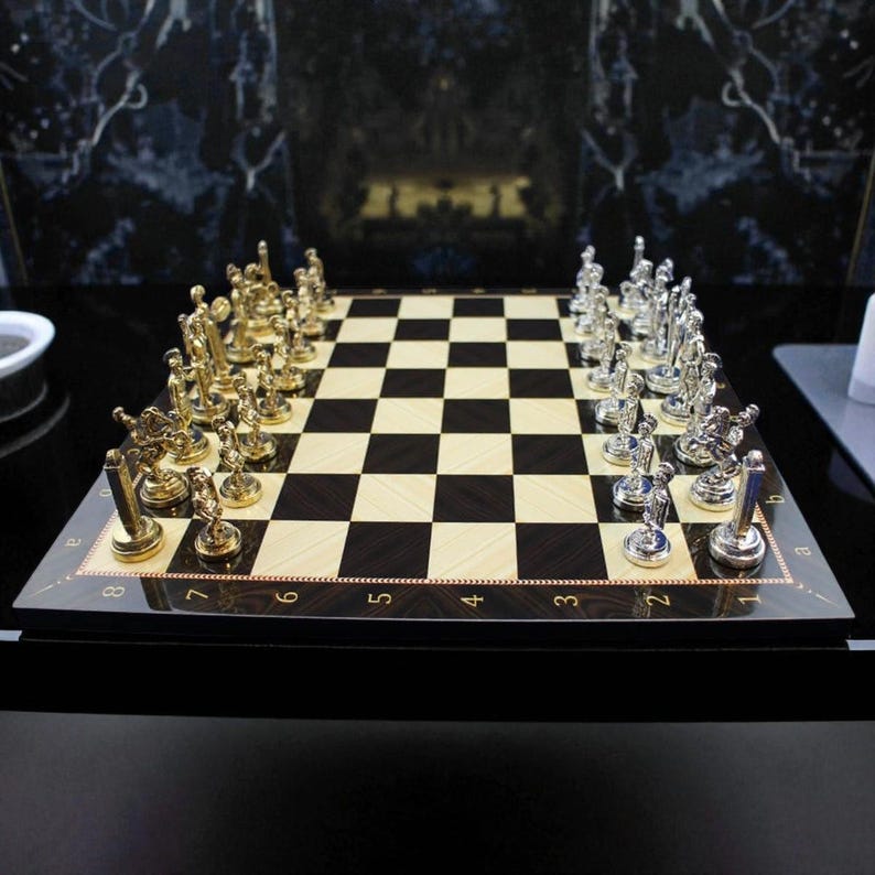 Medium Greek Metal Chess Set Shiny Walnut Pattern MDF Wooden Chess medium-greek-metal-chess-set-shiny-walnut-pattern-mdf-wooden-chess