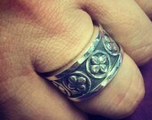 Mens Solid 925 Sterling Silver Spanish Bolt Ring made with Antiqued Chunky Cross Design