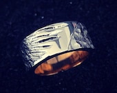 Chunky Hand Made 925 Sterling Silver Ring with a Unique Angel Wing Design Carved into the Band