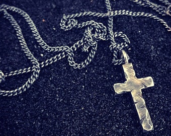 Solid 925 Oxidised Sterling Silver Reversable Cross Necklace by Dogstone / Spiritual Crucifix / Protection Charm