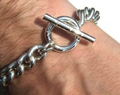 Chunky Handmade Bracelet 925 Solid Silver Curb Chain Cross design