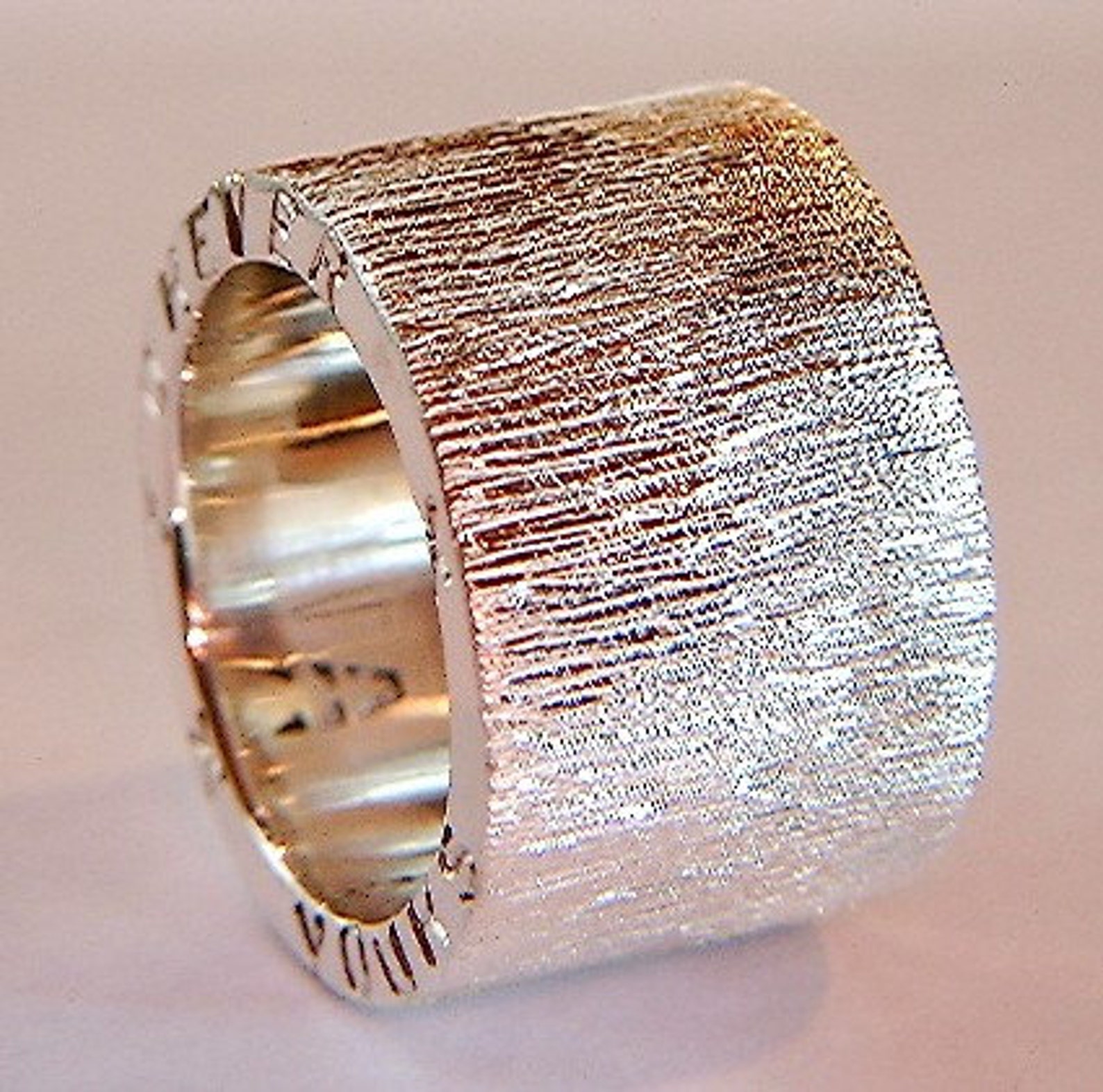 Handmade Silver Ring Chunky Silver Rings with Sparkly Etch Etsy