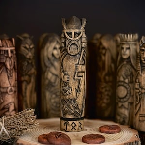 Thor Statue, Carved Thor Figure, Thor Idol, Gof of Thunder and Lightning, Pagan Figurine, Altar Decor, Paganism, Norse Mythology