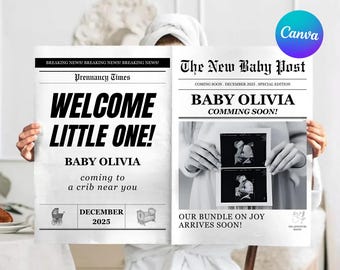 Editable baby announcement newspaper | newspaper baby announcement  | pregnancy announcement newspaper | newspaper pregnancy announcement