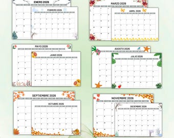 Calendario 2026 Mensual Imprimible | Calendario Mes a Mes en Español para Imprimir