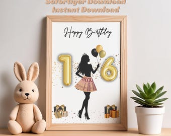 Cash gift for 16th birthday – DIY template for best friend, perfect last-minute gift idea for women