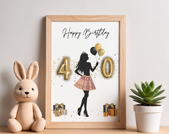 Cash gift for 40th birthday – DIY template for best friend, perfect last-minute gift idea for women