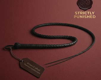 Enkelstjärtspiska för BDSM | BDSM-piska i läder | Lyxpiska | Strictly Punished