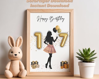 Cash gift for 17th birthday – DIY template for best friend, perfect last-minute gift idea for women