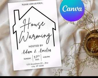 Editable Housewarming Invite, Housewarming Party Invitation, Digital House Warming Invite, Modern Minimalistic Invitation Template