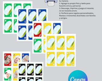 Juego de Cartas Personalizable - Regalo Perfecto para los Fans de Uno | Cartas de Juego de Tamaño Real para Diversión