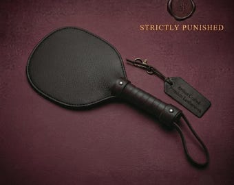BDSM Paddle | Two Tone Leather & Suede Spanking Whip | Handmade Black Leather Impact Toy | Minimalist Kink Accessory | Gift for Couples