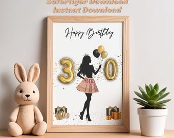 Cash gift for 30th birthday – DIY template for best friend, perfect last-minute gift idea for women
