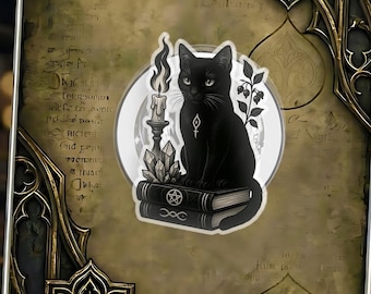 Gothic Black Cat Magnetic Phone Grip & Kindle Holder – Witchy Aesthetic, Black Cat with Candle, Bookish Lover, Spooky Gift for Gothic Lovers