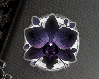 Dark Orchid Magnetic Phone Grip, Lunar Month – Gothic Aesthetic, Magical Flower Kindle Holder, Spooky Gift for Gothic Soul& Witchcraft Lover