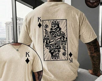 King of Diamonds Washed Tee – Gothic Skull King, Alternative Streetwear with Card Design, Edgy Vintage Shirt for Grunge Fashion