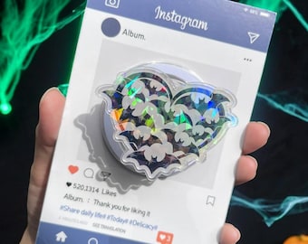 Holographische Fledermaus Flügel MagSafe Phone Grip - Halloween Magnet Griff für iPhone, gruseliger ästhetischer Telefonständer, Geschenk für Sie