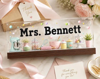 Cooking Classes Teacher Sign, Acrylic Custom Cooking Teacher Desk Name Plate, Personalized Chef Classroom Decor, Back to School Gift