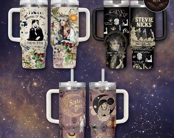 Nicks Inspired Tumbler Collection - Whimsical Floral & Cosmic Designs, 40oz Travel Cup, Perfect for Whimsigoth and Fleetwood Fans