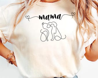 Mama Shirt, Dog Mom Cat Mom T Shirt, Minimal Line Art Mama Tee, Pet Mom Gift, Mother’s Day Shirt, Animal Lover Shirt