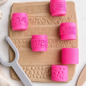 6Pcs Clay Texture Roller Set, Interchangeable Pottery Texture Wheels, Polymer Clay Stamp Roller, Ceramic Clay Texture Tool