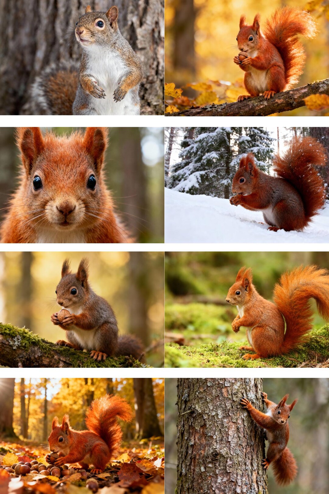 Squirrel Collection 8 Squirrels Collection Pack | Woodland Wall Art Bundle | HD Digital ...