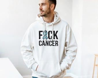 F*ck Cancer Hoodie | Blå Band, Unisex Tröja