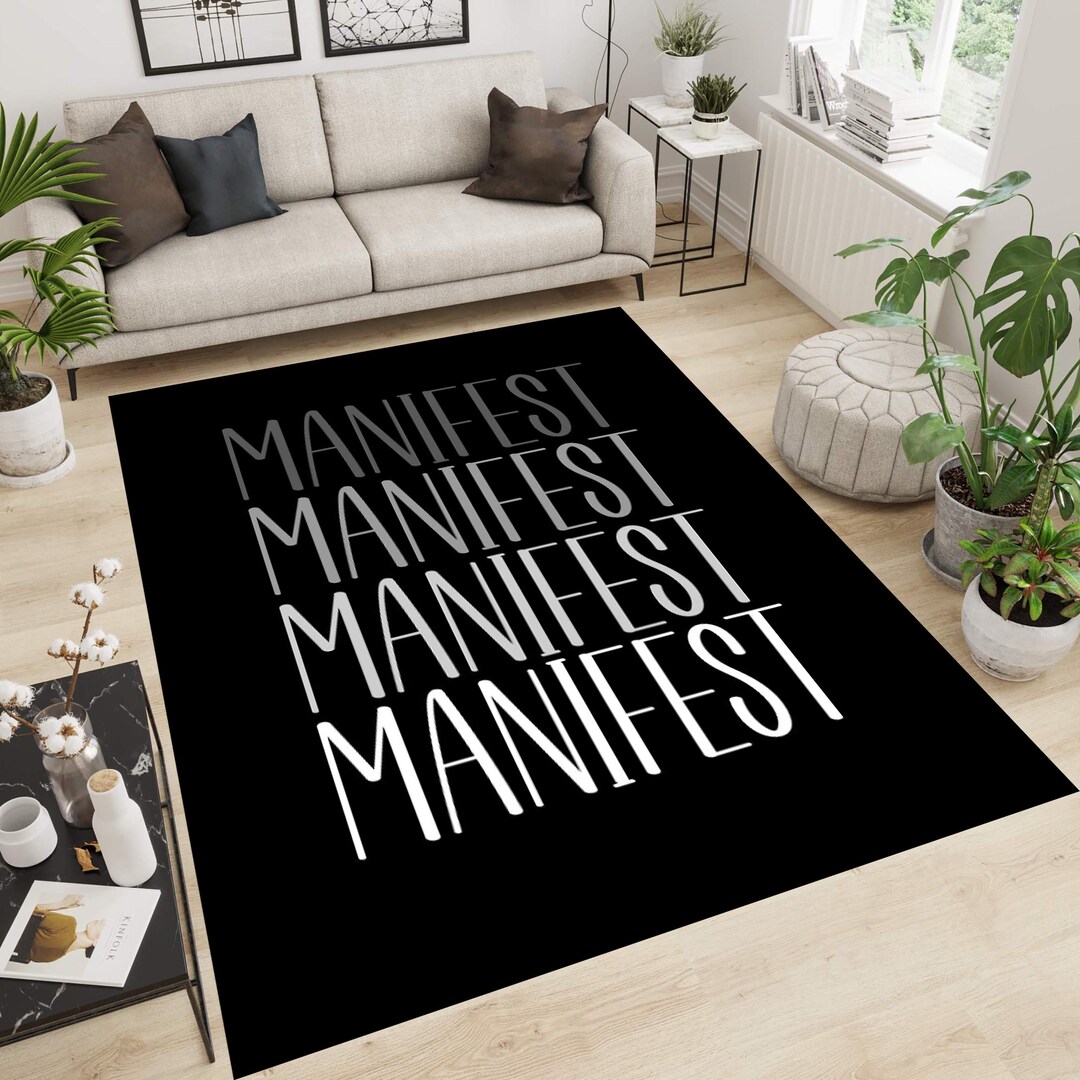 Manifest Rug: Motivational Affirmation Decor - Modern Woven Polyester ...