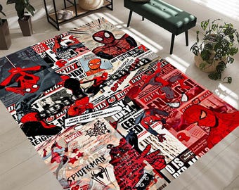Spiderman Teppich, Superhelden Comic Design, Jungenzimmer Dekor