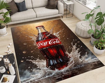 Alfombra de cocina con estampado de botella de Coca-Cola, camino de bebidas