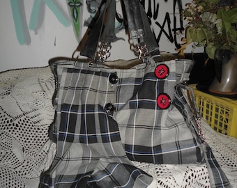 Plaid Pixie Tote | 100% Hand Crafted with Upcycled Material | 1of1 PixieStitch Original