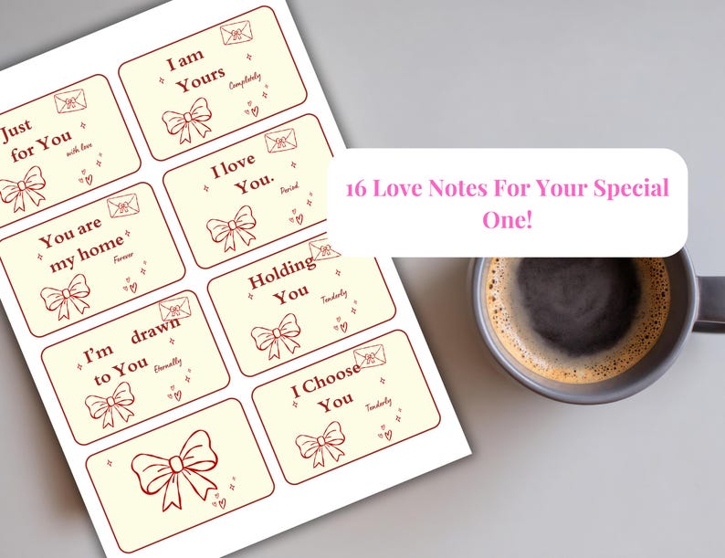 Vintage Love Message Notes Printable: Mini Romantic Letter Notes for ...