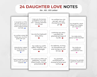 To My Daughter Love Notes Printable: Appreciation Cards From Mom, Instant Download