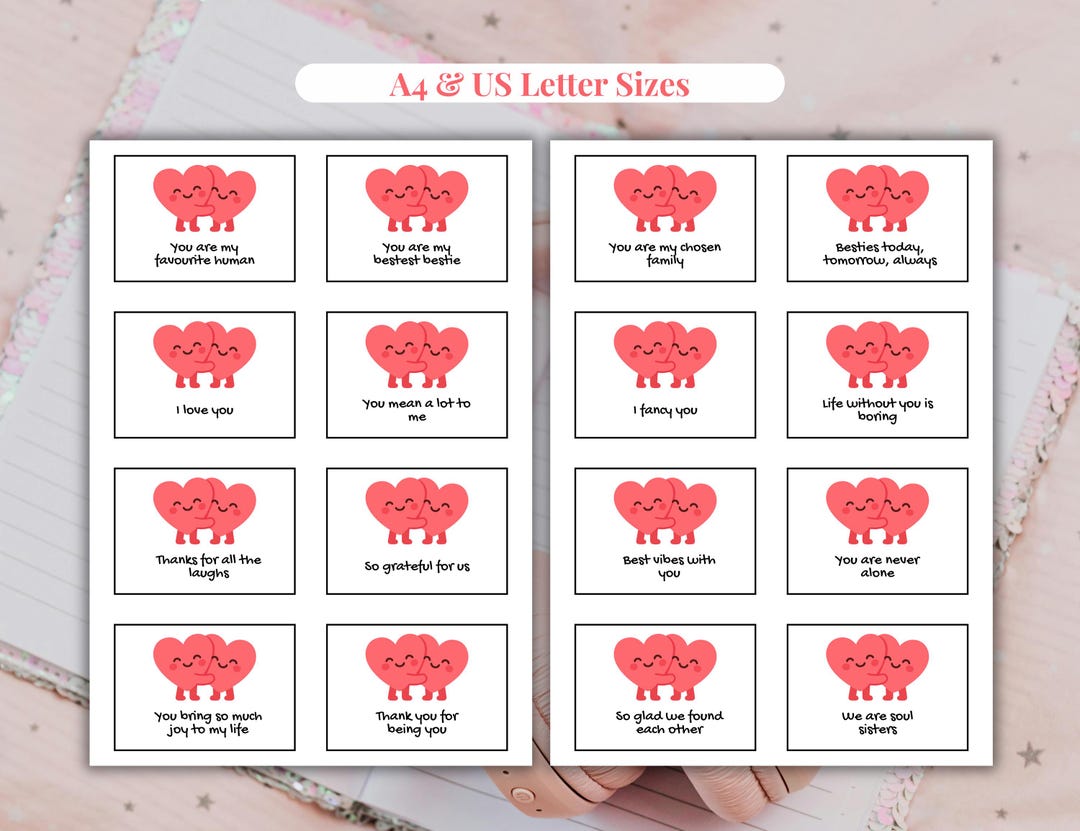 16 Best Friend Love Notes Printable Bundle: Cute Friendship Cards for ...