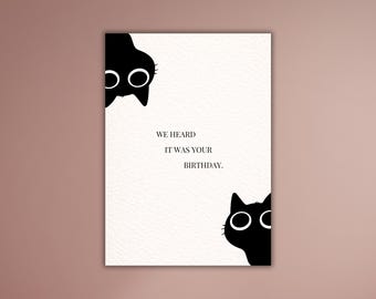 Funny Black Cat Birthday Card: Sarcastic Minimalist Humor (Digital Download)