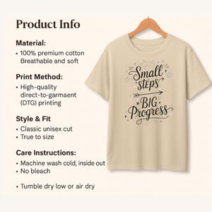 Small Steps Big Progress Shirt, Comfort Colors Inspirational T-shirt, Motivational Quote T Shirt, Daily Encouragement Tee image 7