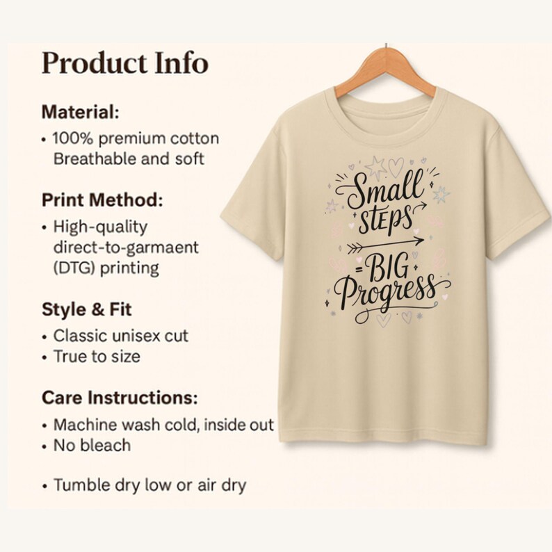 Small Steps Big Progress Shirt, Comfort Colors Inspirational T-shirt, Motivational Quote T Shirt, Daily Encouragement Tee image 7