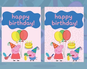 Pack Of 2 Peppa Pig Birthday Card Files. Digital  and Instant Download. Pdf Download.