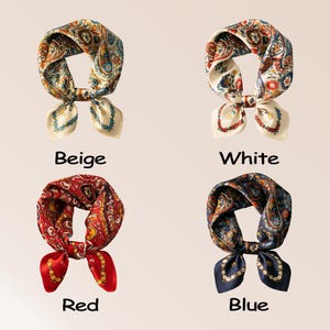 Mulberry Silk Scarf - Boho Floral Paisley Print, Lightweight Headscarf image 5