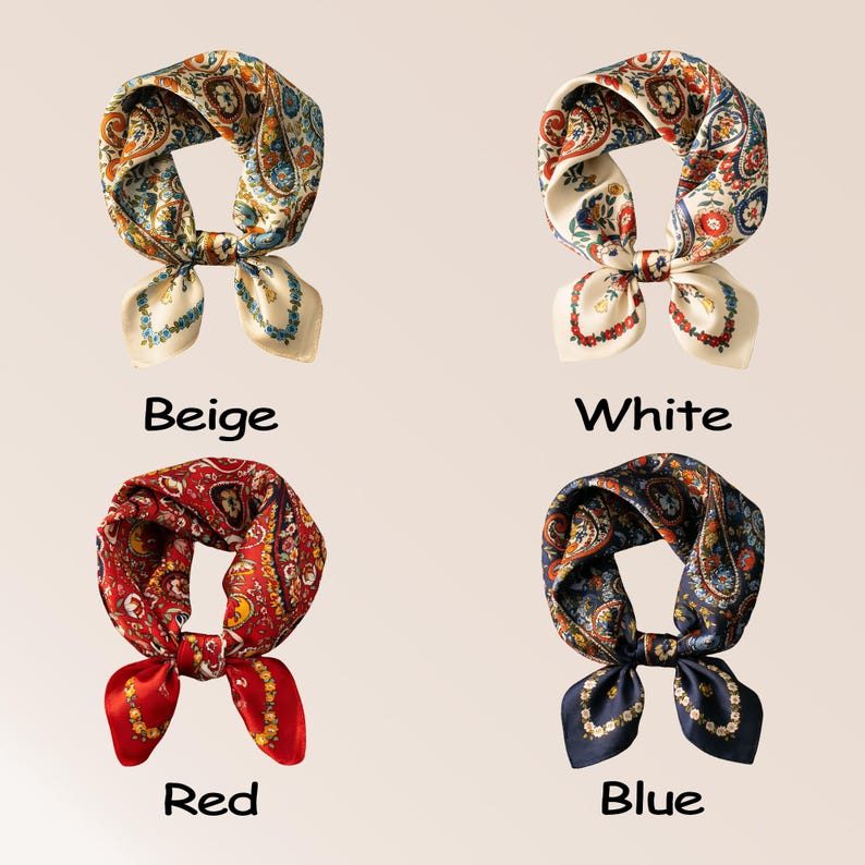 Mulberry Silk Scarf - Boho Floral Paisley Print, Lightweight Headscarf image 5