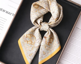 100% Mulberry Silk Scarf - Boho Printed Scarf, Spring Summer Neck Scarf & Headscarf, Multipurpose Shawl and Beach Wrap, Valentine's Day Gift